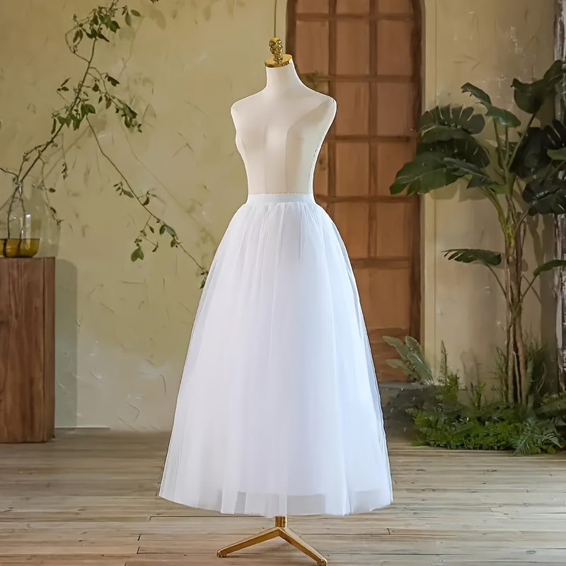 Toʻliq uzunlikdagi tulle petticoat toʻy va partiy uchun, nafis, moliyali, koʻp qatlamli polyesterli sharf