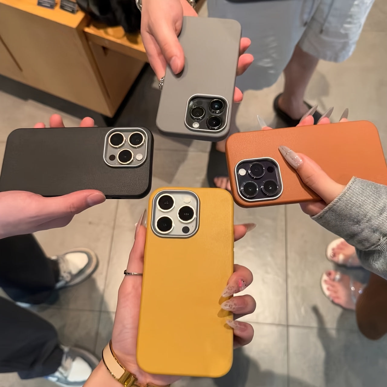 3-Piece Leather Pattern Metal Frame Phone Cases for iPhone 16 Pro Max and New Models