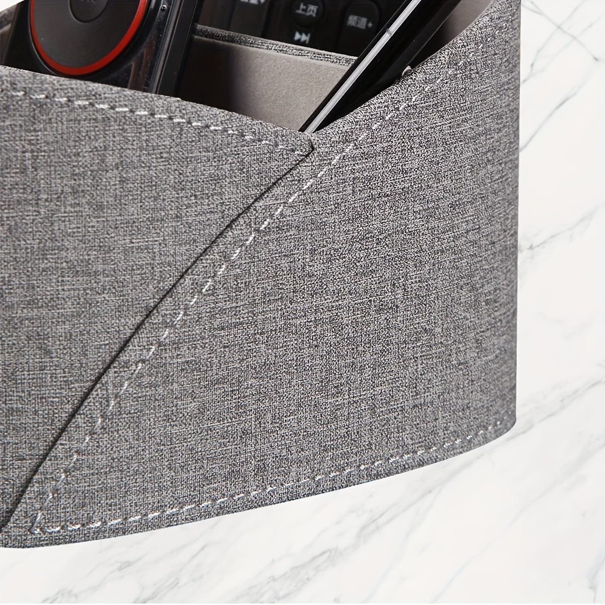 Faux Leather Remote Control Holder with 3 Compartments Birds Nest Design Waterproof Desk Organizer for Makeup Stationery