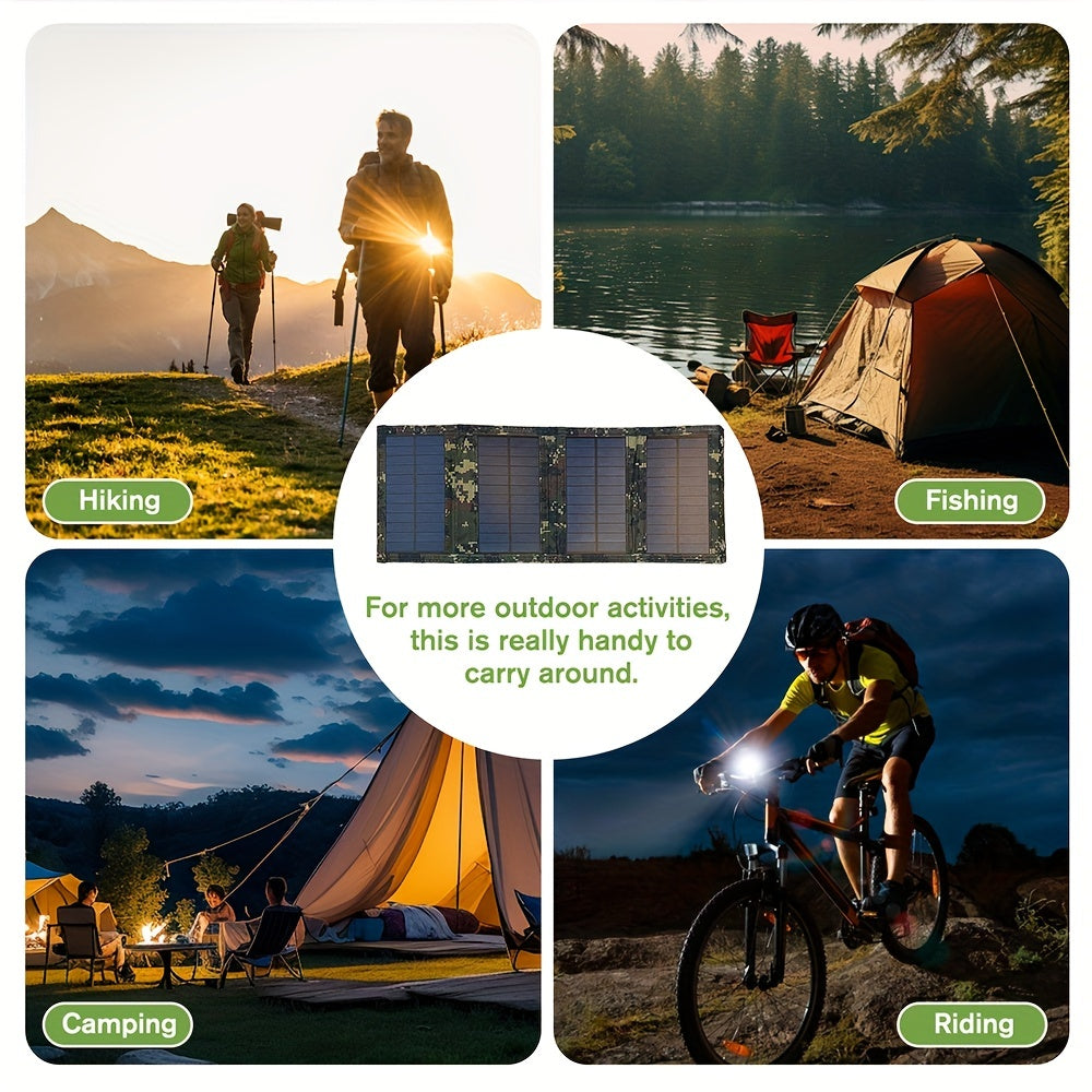 USB bilan portativ 4-qavatli quyosh paneli - Tashqi sayohat va lager uchun mukammal, qurilmalarni zaryadlaydi, egiluvchan, batareya to'plami bilan birga.