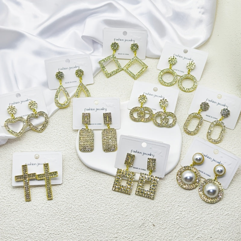 To'rt juft porloq rhinestone osma quloq uzuklaridan iborat hashamatli sovg'a to'plami