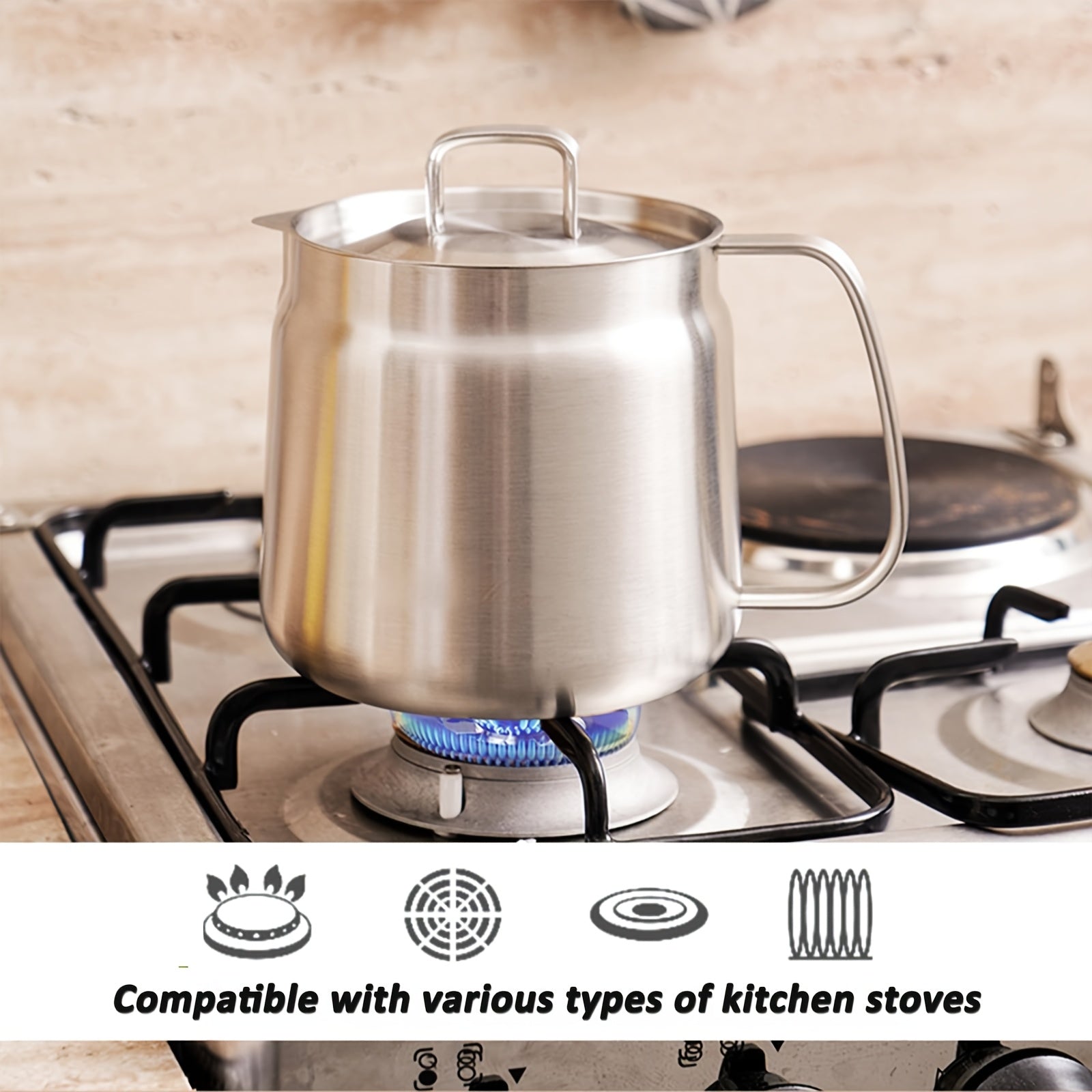 Olla de filtro de aceite de acero inoxidable con colador de malla de alta capacidad sin goteo