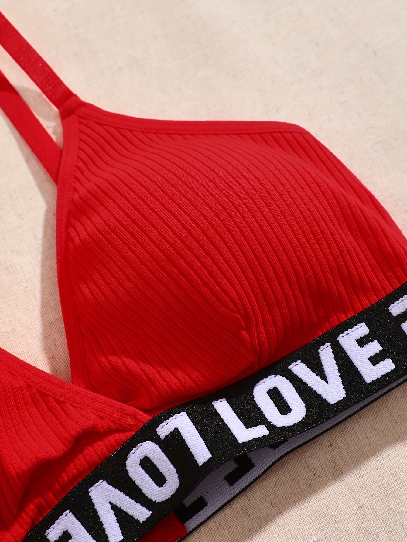 Women’s Ribbed Lingerie Set with Cami Bra and Panties