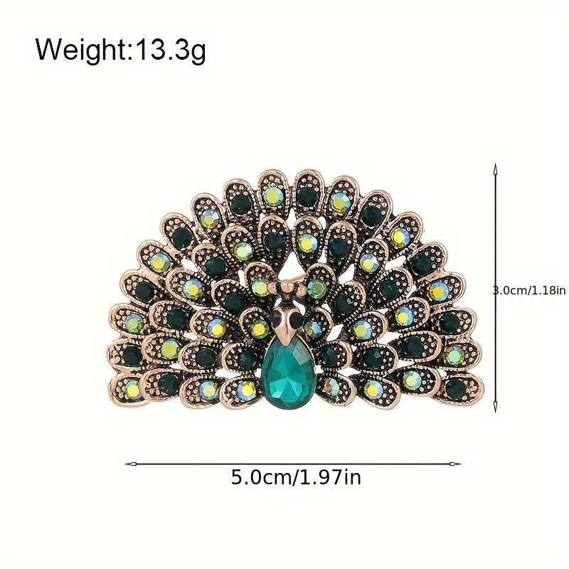 Antique Peacock Feather Brooch with Diamonds for Women Stylish Jewelry