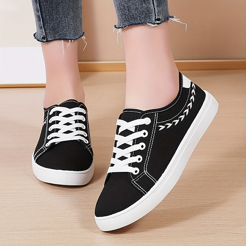 Women's Casual White Canvas Shoes Fashion Low-Top Breathable Footwear