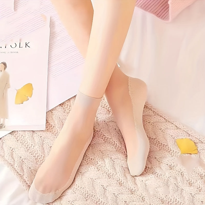 Women and Men Mesh Short Stockings Pack of 5 Non-Slip Breathable Transparent Durable