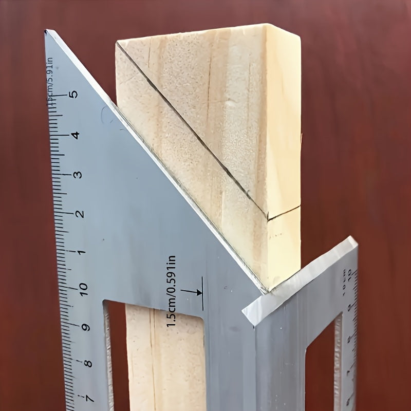 Aluminum Square Ruler for Woodworking 45°/90° Multi-Angle Measuring Tool