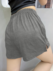 Plus Size Women's Loose Pajama Shorts with Elastic Waist and Split Hem