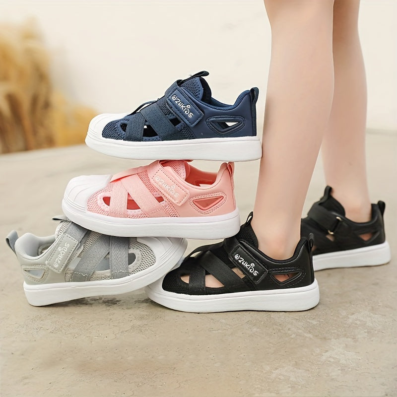 Zapatillas de malla para niños en azul y blanco, ligeras, antideslizantes, para uso casual y al aire libre