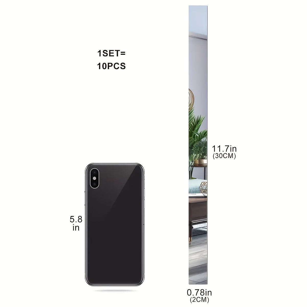 10 серебристых зеркальных декоративных полос самоклеящаяся настенная живопись для домашнего декора