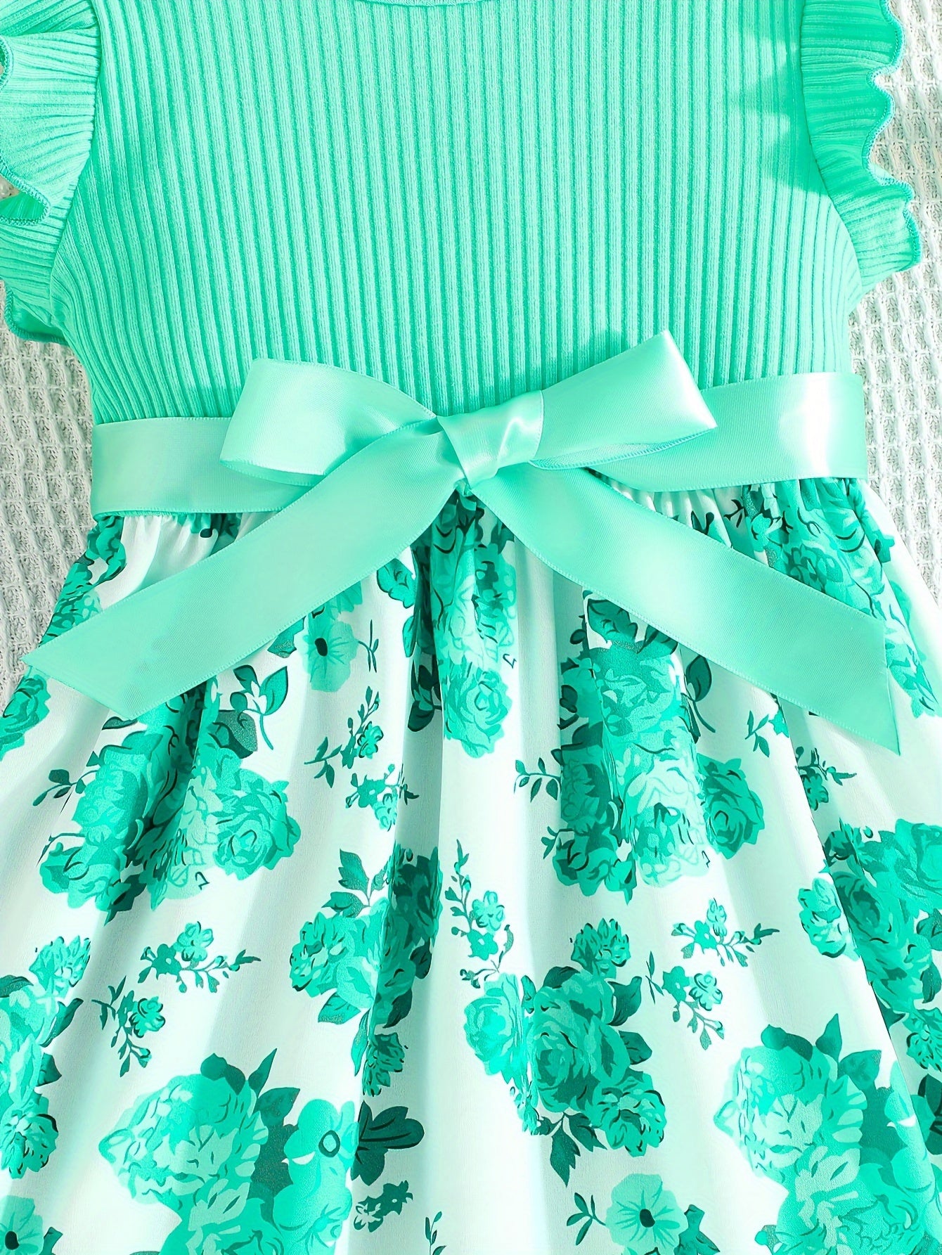 Girls Summer Floral Cotton Dress Sleeveless with Belt for Girls 12 and Under