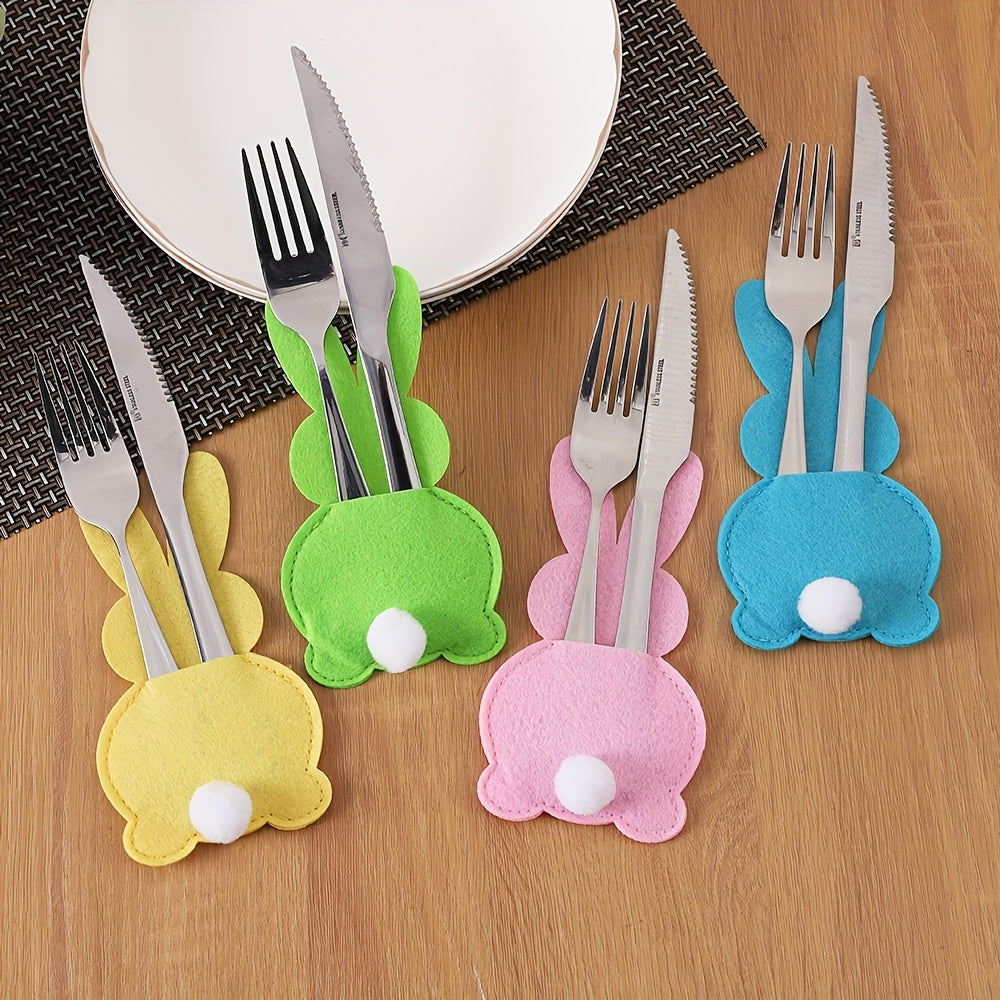 Easter Bunny Felt Cutlery Pouches and Polyester Table Mats for Holiday Dining