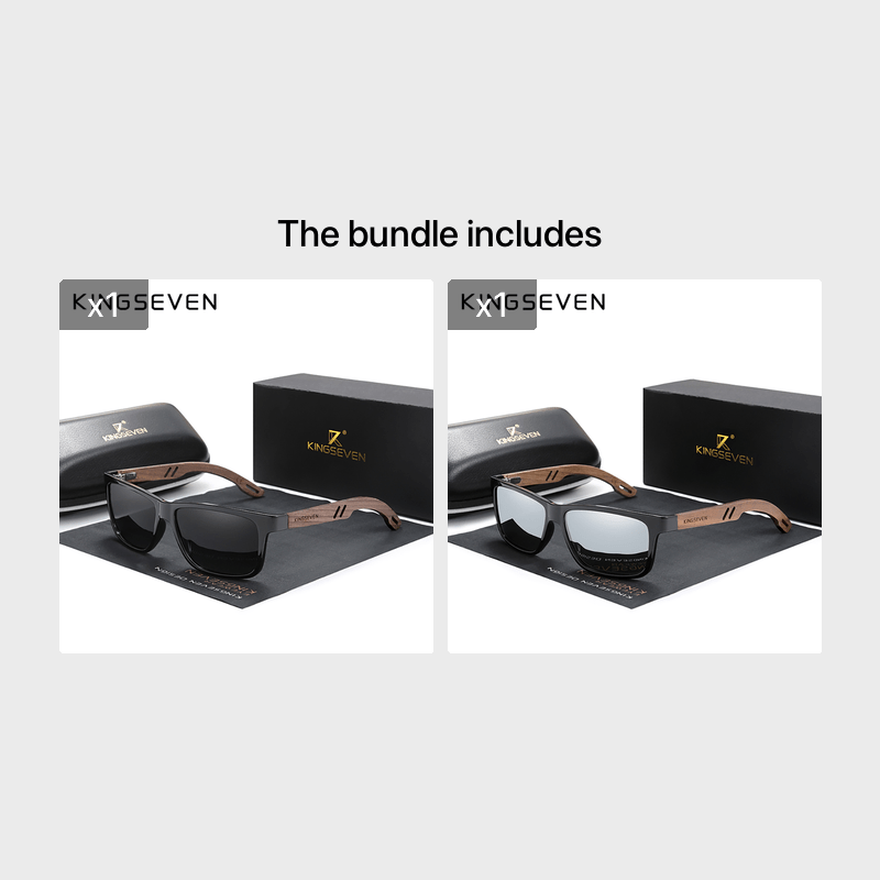 Square Polarized Sunglasses for Men and Women with PC Frame and Handmade Wooden Temples for Outdoor Sports Fishing Climbing Running