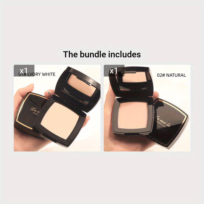 Polvo compacto para mujer, acabado natural, control de grasa de larga duración, a prueba de agua