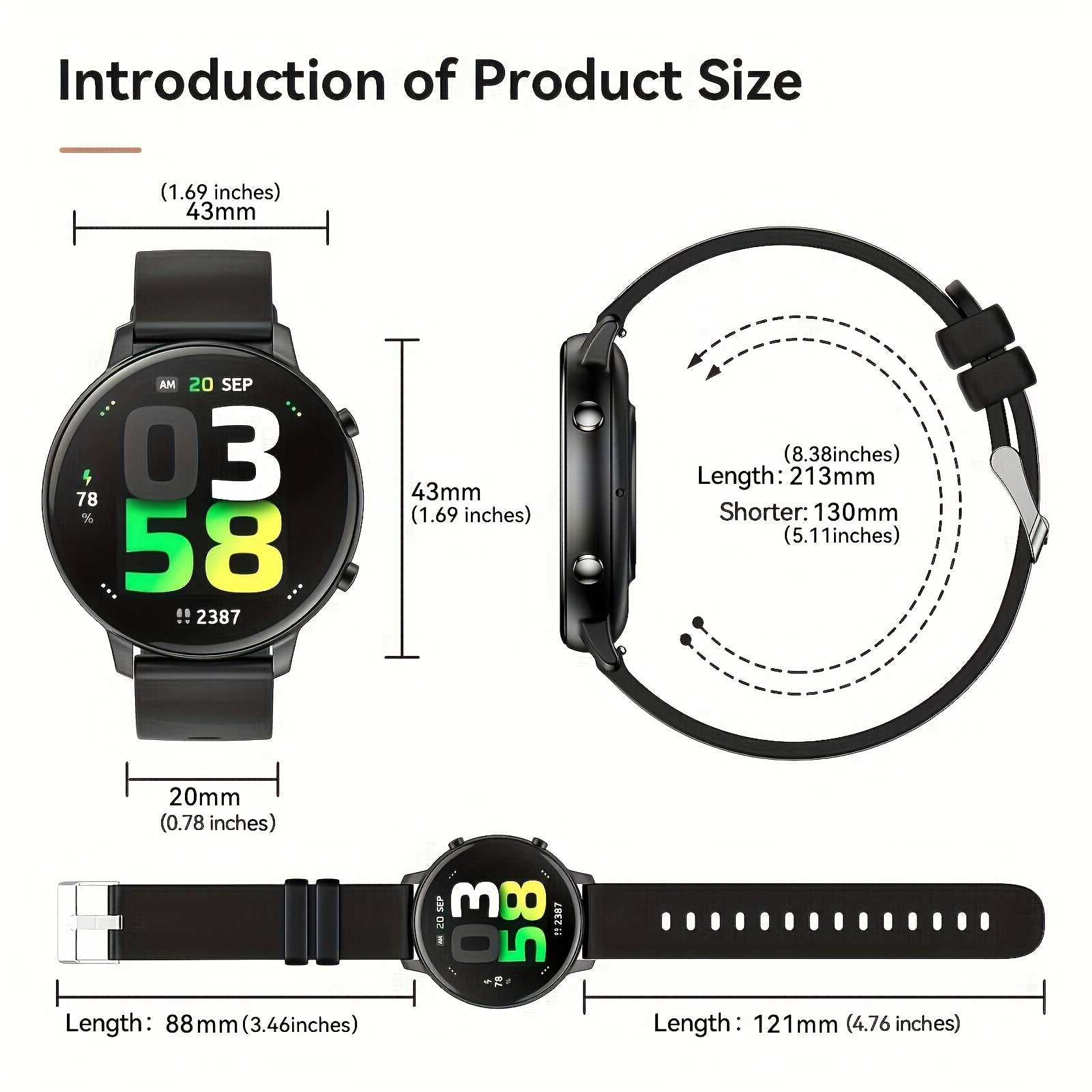 Smartwatch for Women Men 1.39 Inch HD Display 100+ Sports Modes Waterproof IP67