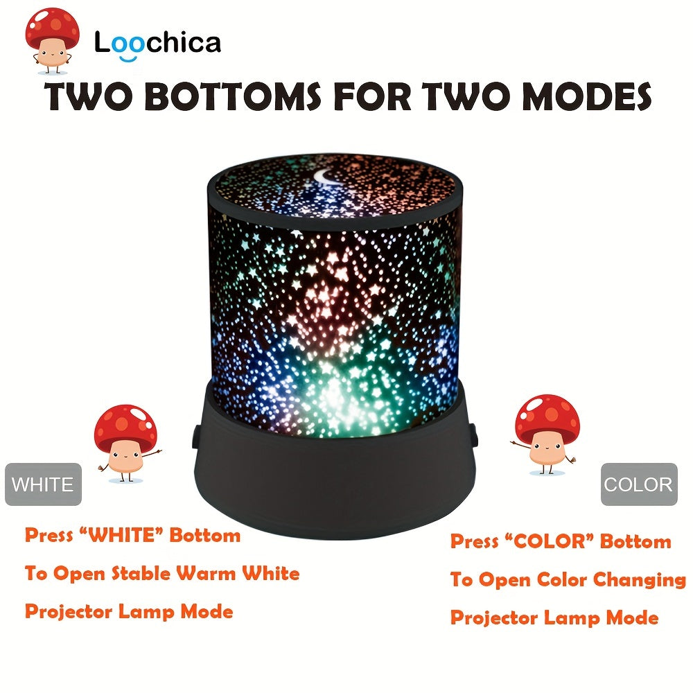 Small Moon Star Night Light Projector Lamp for Relaxing Ambiance Battery Operated