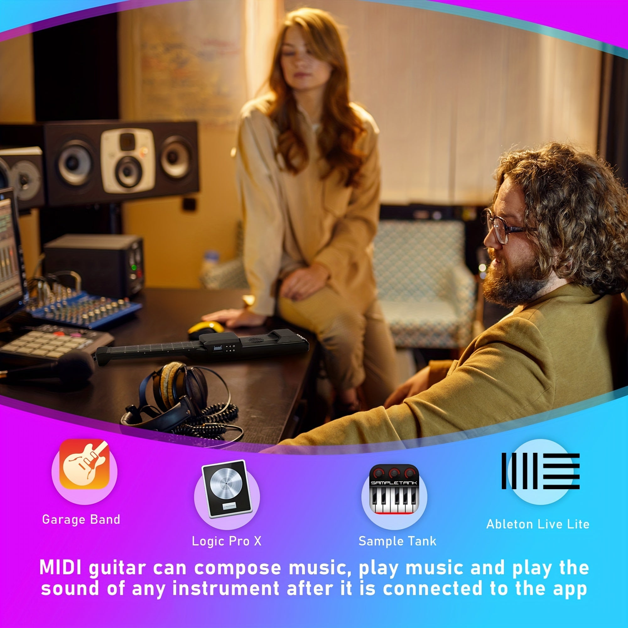 Electric Guitar with USB Charging, Portable Neck, White or Black