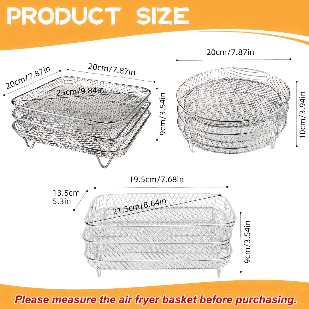 Nikel qotishmasidan yasalgan havo fritöre aksessuarlar to'plami - Uch qavatli, idish-tovoq yuvish mashinalari va pechlar uchun xavfsiz, sog'lom bayram pishirish va tayyorlash uchun ideal