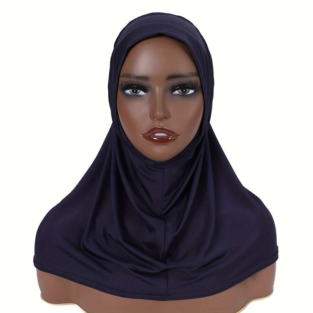 Ladies' Stretch Hijab Scarf Soft Breathable Polyester Lace Trim Full Chin Coverage in Multiple Colors