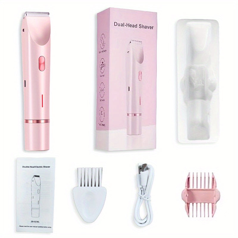 Afeitadora eléctrica de 1 pieza con cabezal doble desmontable para depilación de bikini, axilas, cara y cuerpo