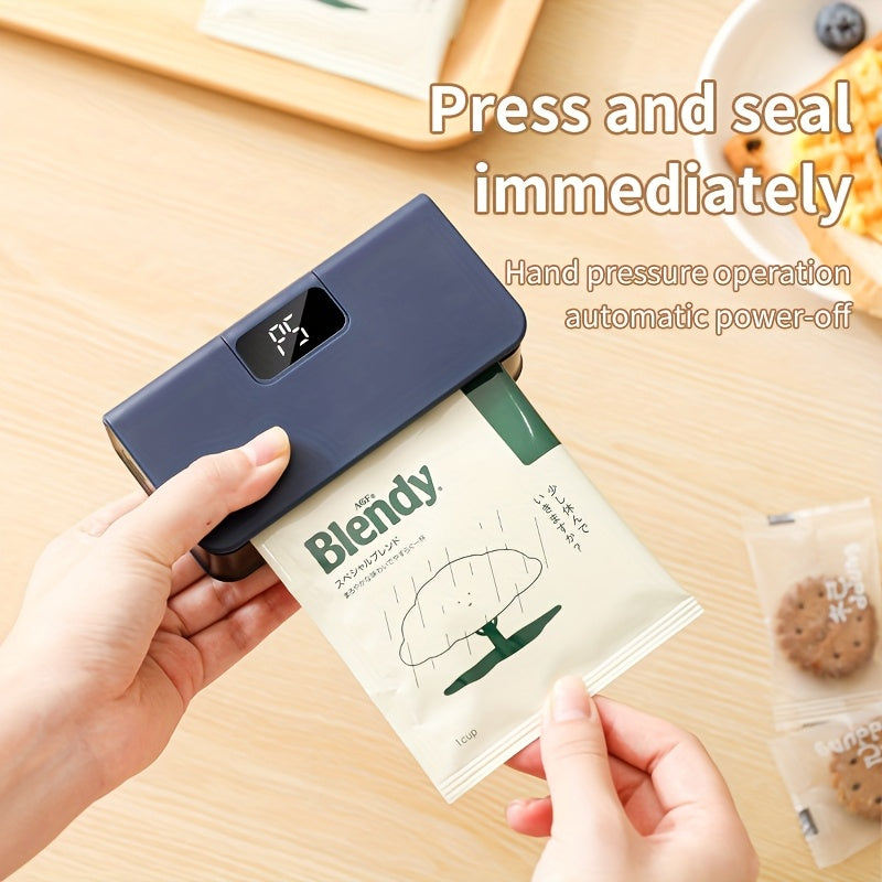 Mini Portable Sealing Machine USB Rechargeable Digital Display 6-Speed Adjustable