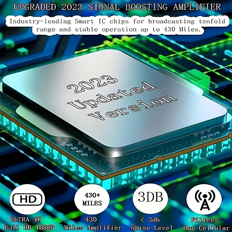 Indoor HDTV Antenna 4K 1080P Signal Booster 430 Mile Range USB Powered Smart Switch