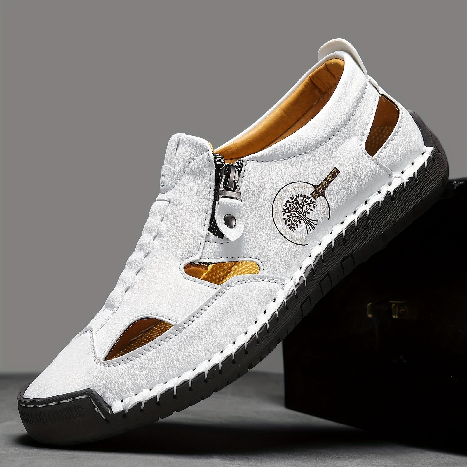 Men's Trekking Shoes with Zipper Durable Rubber Sole for Indoor Outdoor Activities