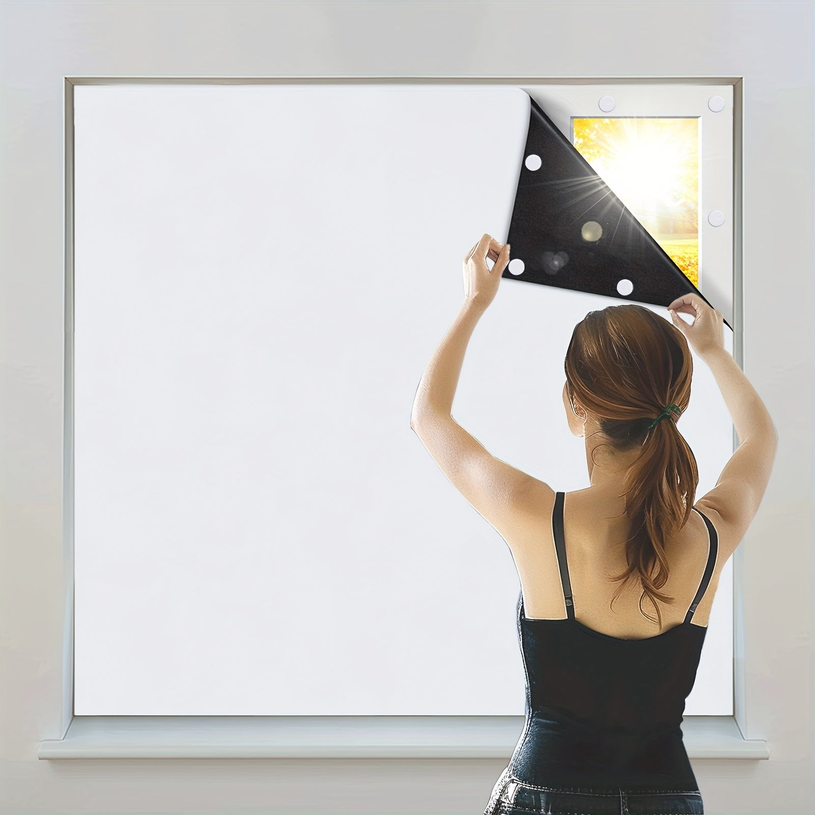 Blackout Curtains Set for Windows Portable Room Darkening Blinds for Bedroom Living Room