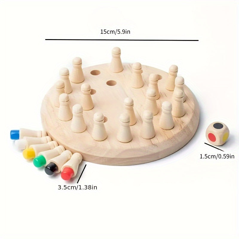 Wooden Memory Match Chess Puzzle for Kids and Adults Portable Family Strategy Game Brain Training Holiday Gift