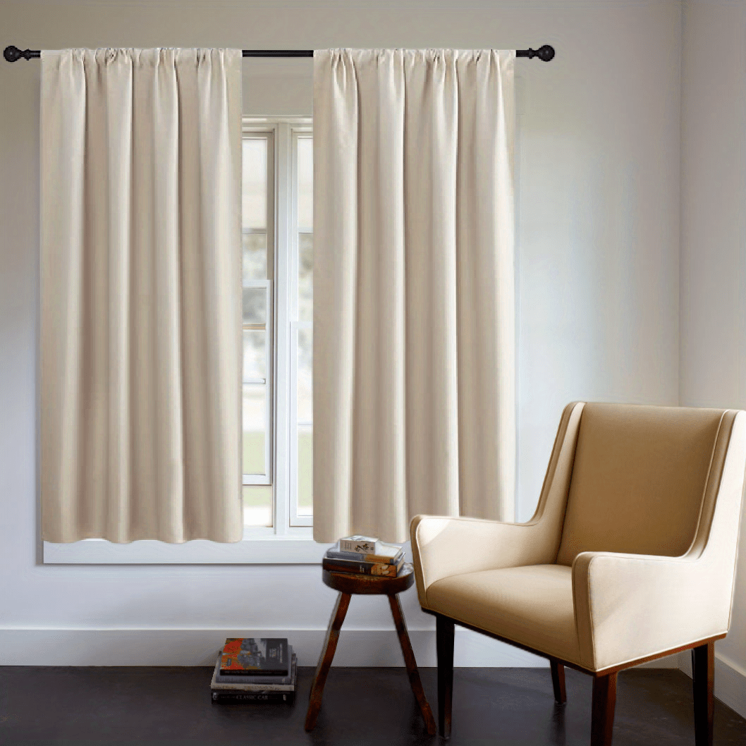 Blackout Curtain Panel Thick Rod Pocket Light Blocking Insulation Bedroom 200g