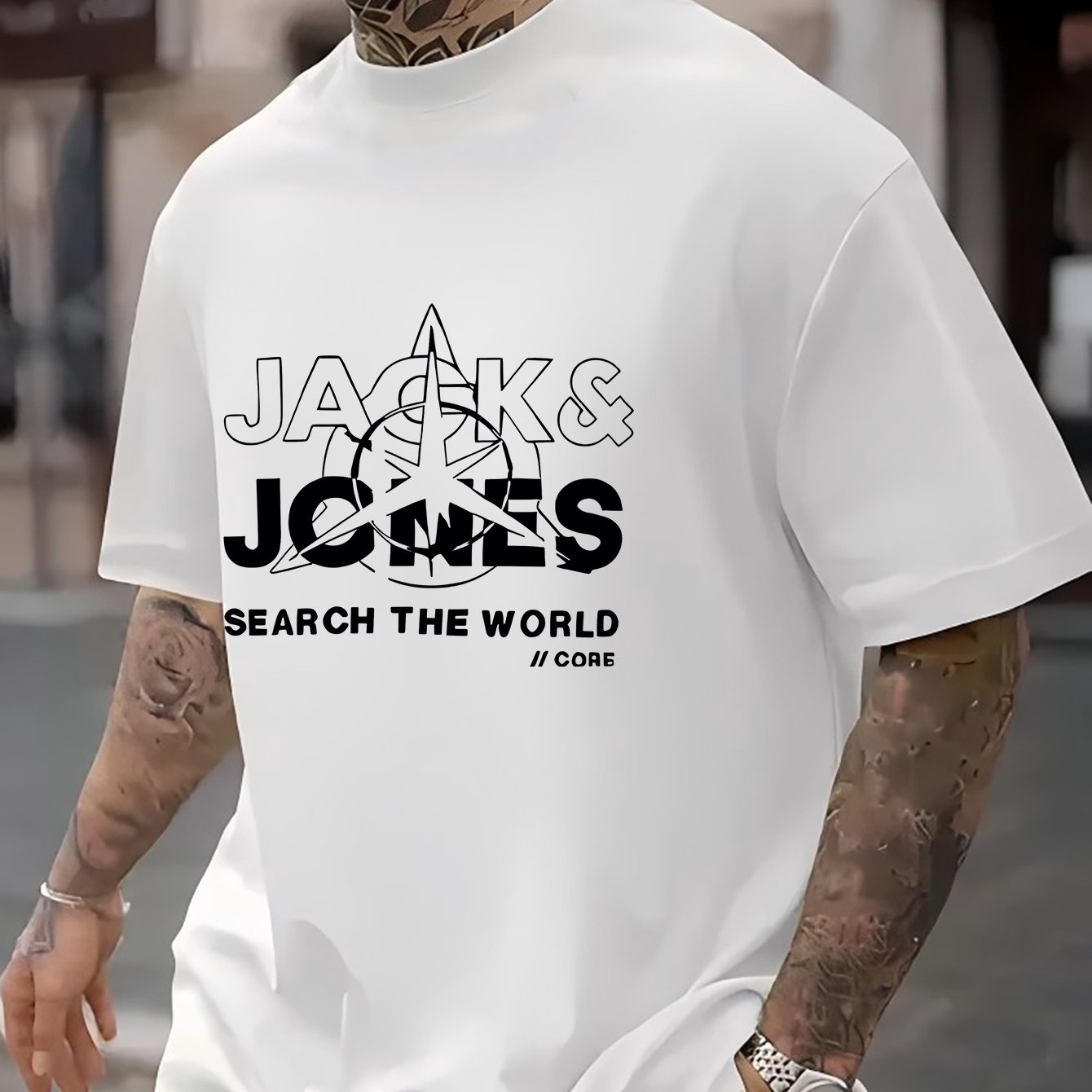 Men's Plus Size Casual Polyester T-Shirt with Graphic Print Short Sleeve Crew Neck