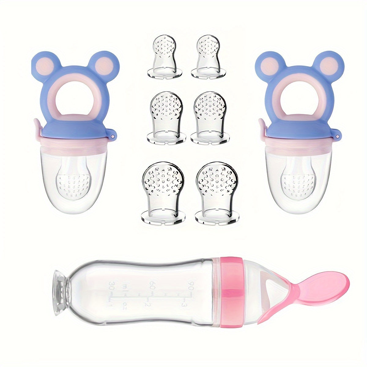 9-Piece Children's Silicone Feeding Set with Handles BPA-Free Fruit and Vegetable Feeders for Kids