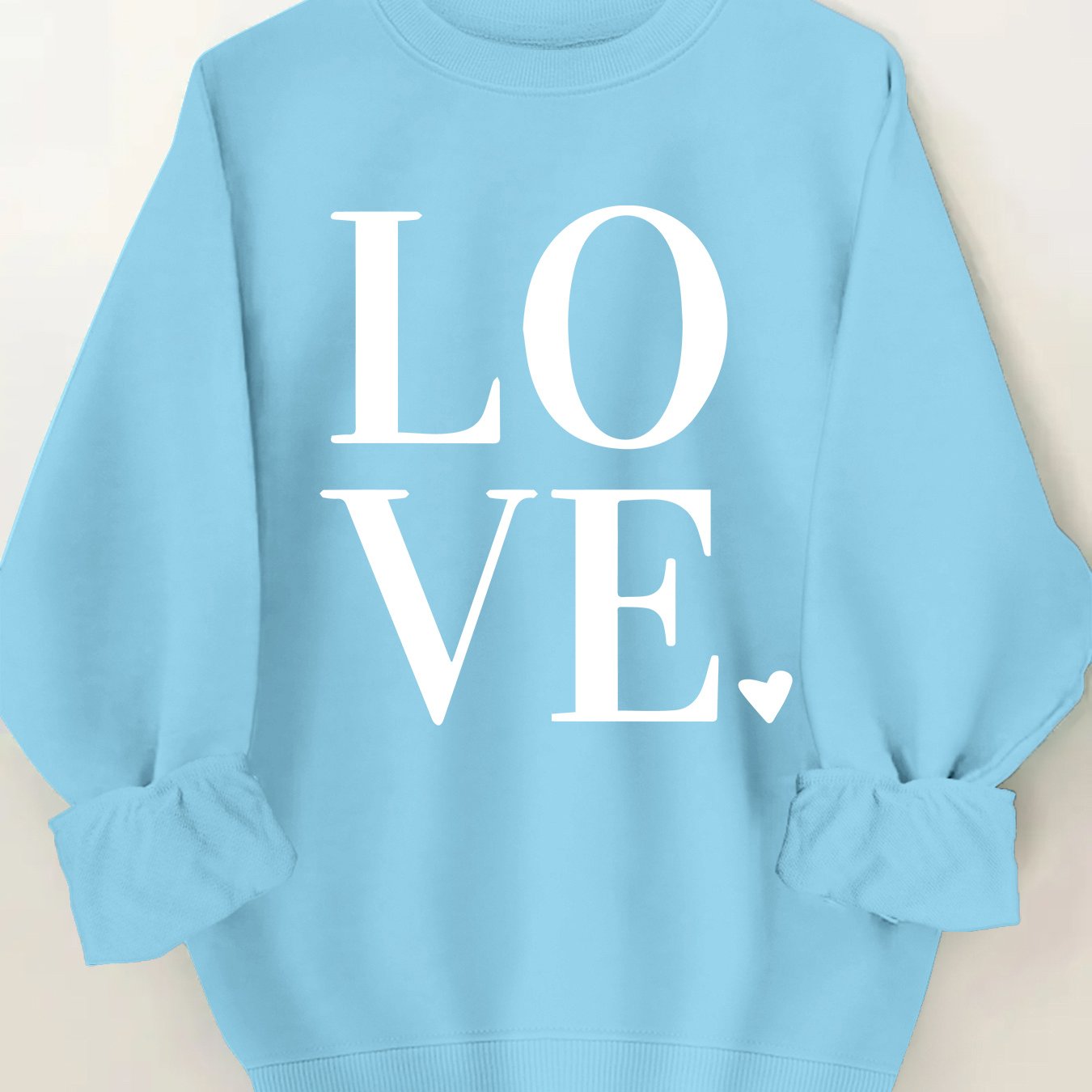 Plus Size Love Print Sweatshirt Casual Long Sleeve Crew Neck Pullover