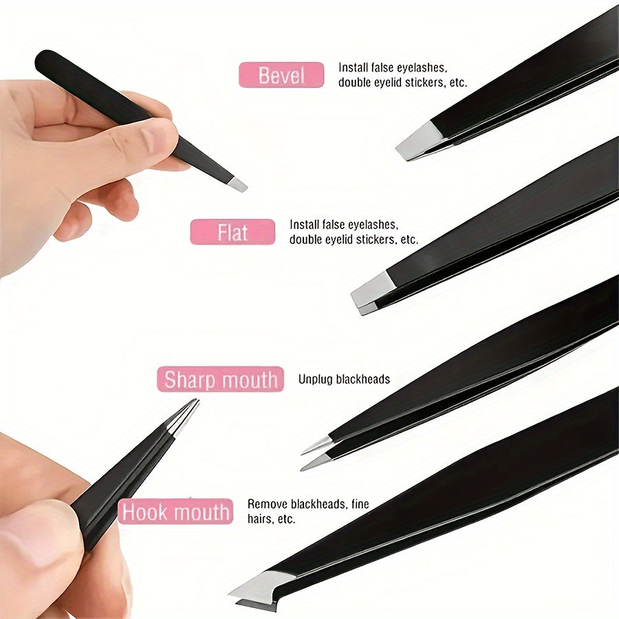 Kit de cuidado de cejas de 6 piezas, pinzas, tijeras, removedores de cabello de acero inoxidable