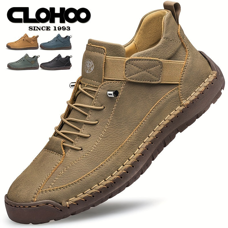 Zapatillas altas para hombre con banda elástica, suela de goma, casuales, para calle, senderismo, todas las estaciones