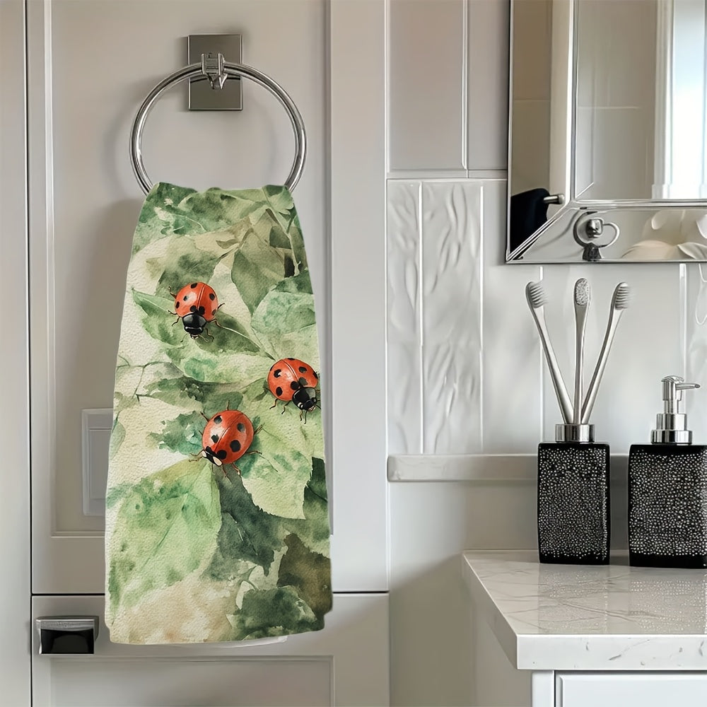 Juego de 2 toallas de cocina con mariquitas en acuarela, ultra suaves, absorbentes, 16x24 pulgadas