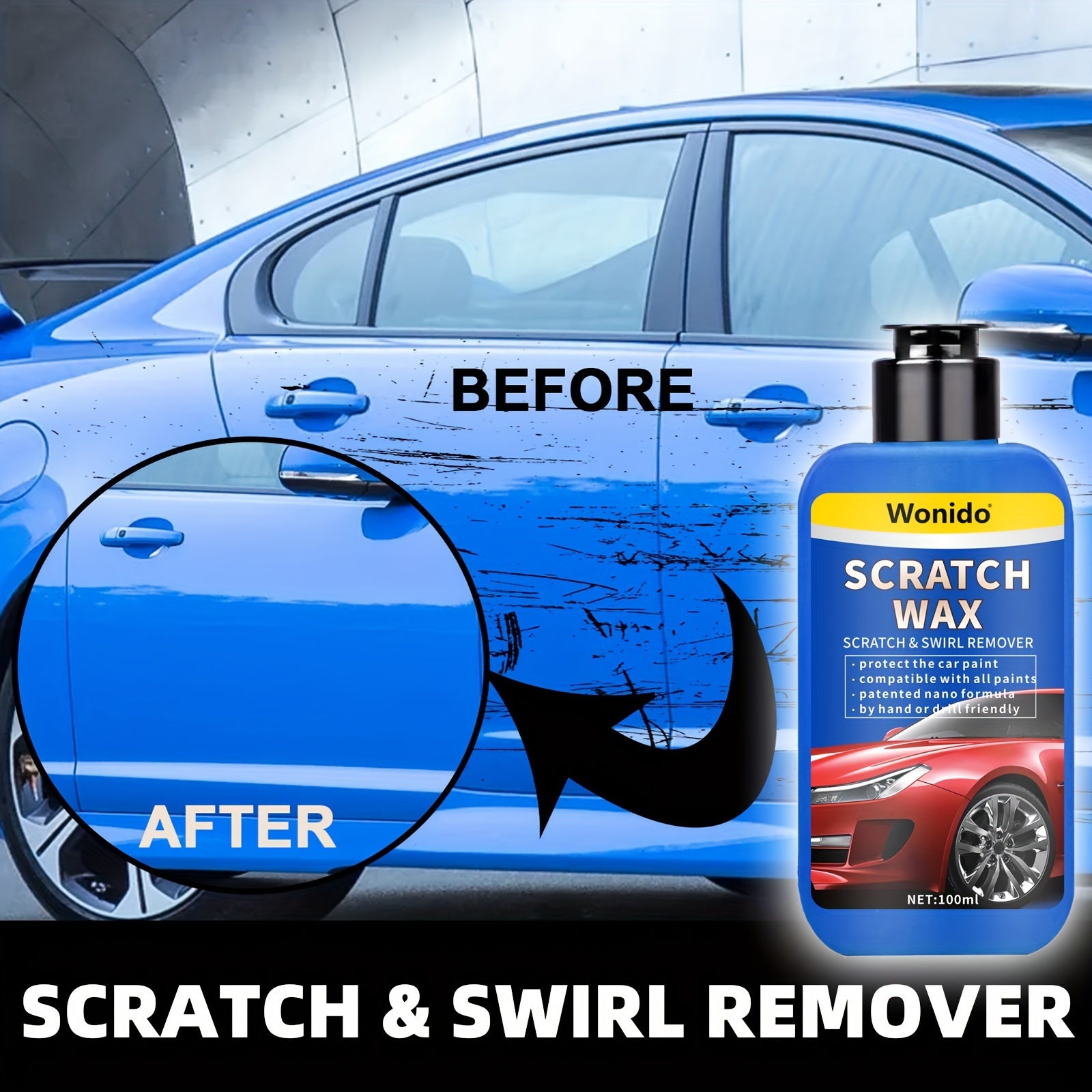 Car Scratch Remover Kit for Paint Stainless Steel Plastic Windscreens