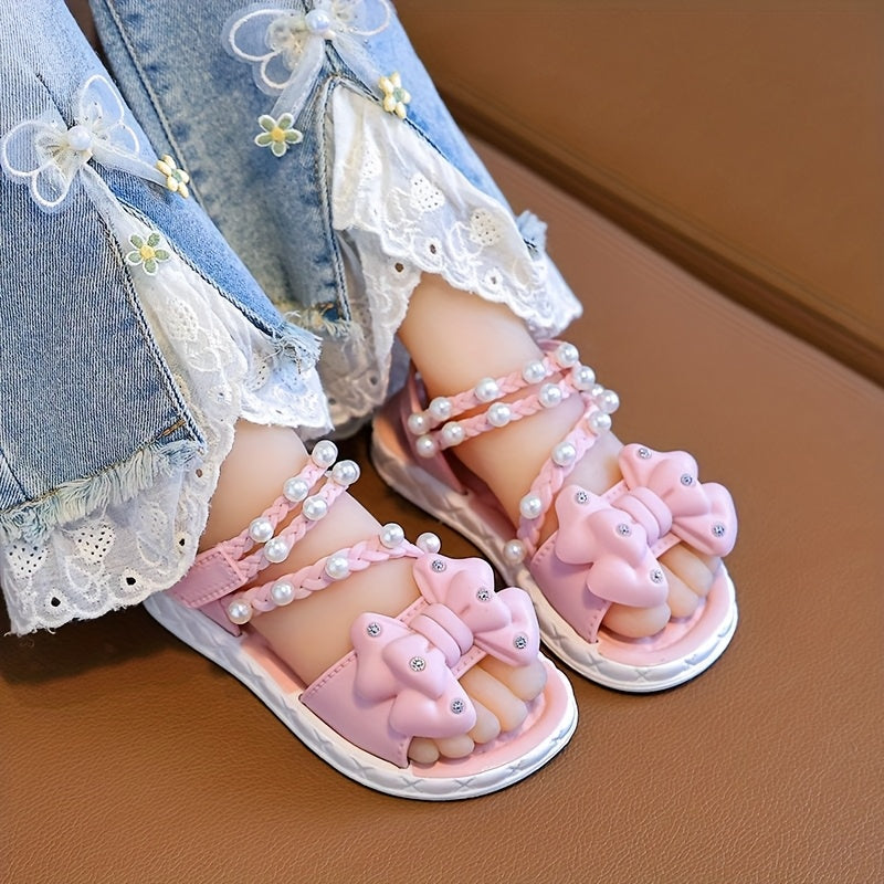 Girls' PVC Beach Shoes with Cartoon Flower Design, Low Top, Easy Fastener, Spring/Summer 2025