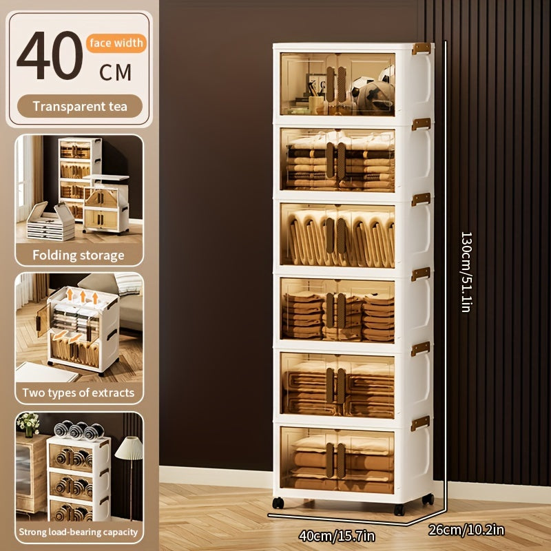 Складные пластиковые контейнеры для хранения на 5 уровней с крышками и колесами для шкафов, ванных комнат, офисов и общежитий.