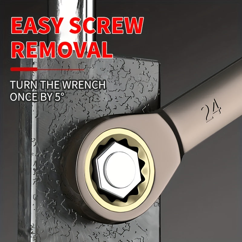 Juego de llaves combinadas de 6/8/10/12 piezas con mecanismo de trinquete, de Cr-V, con acabado en níquel