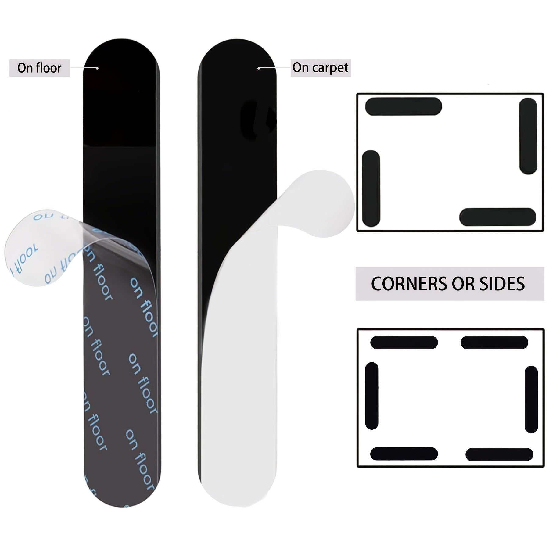 12-Pack Silicone Non-Slip Carpet Grip Tape for Hardwood Floors and Tiles