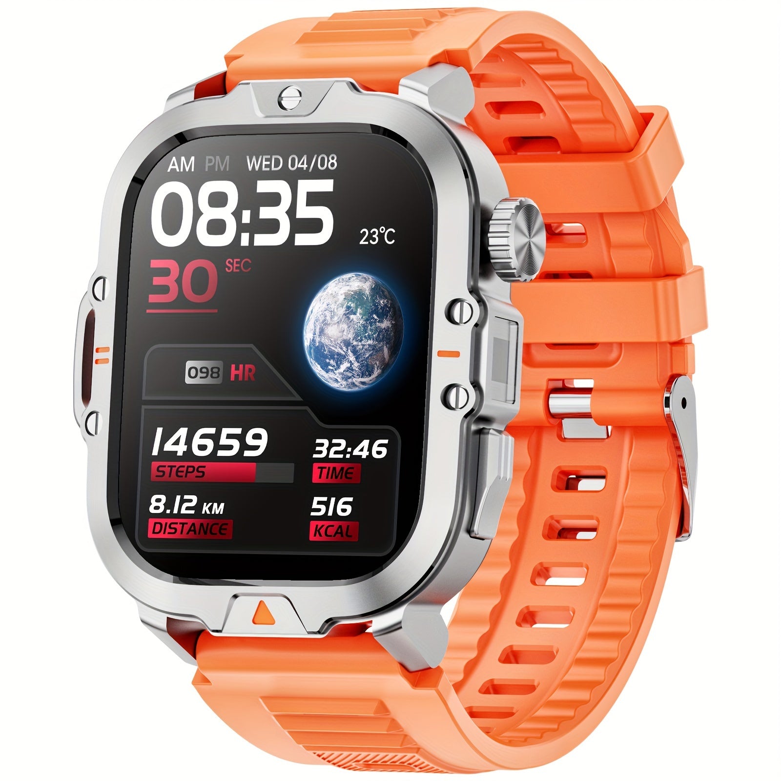 LZUEFK Smartwatch erkaklar va ayollar uchun, 5.11 sm HD ekran, simsiz qo'ng'iroq, fitnes kuzatuvchi, kaloriya va pedometr, mustahkam silikon tasma bilan.