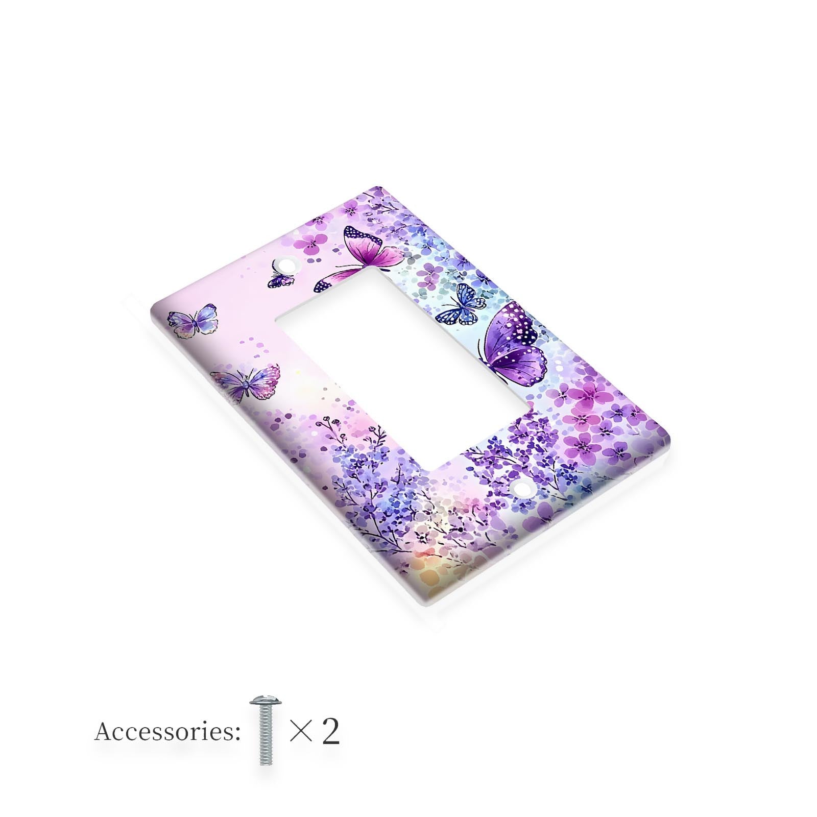 Purple Butterfly Light Switch Cover Plate for Bedroom Bathroom Kitchen 1 or 2 Gang
