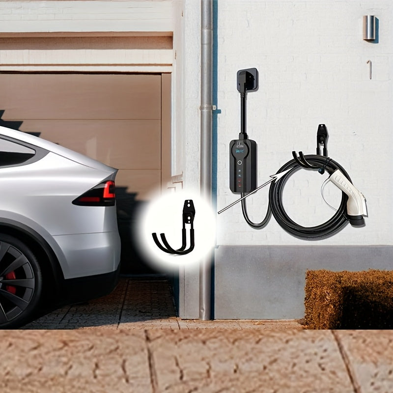 Electric Vehicle Wall Mount Charger Hook Durable Steel for Indoor Outdoor Use