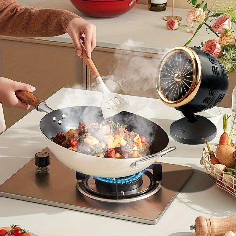 USB bilan quvvatlanadigan portativ range hood, 3 shamol tezligi, ajraladigan filtrlari va zamonaviy dizayni bilan oshxona uchun. BBQ, issiq qozon va yog' tutunini tozalash uchun ideal.