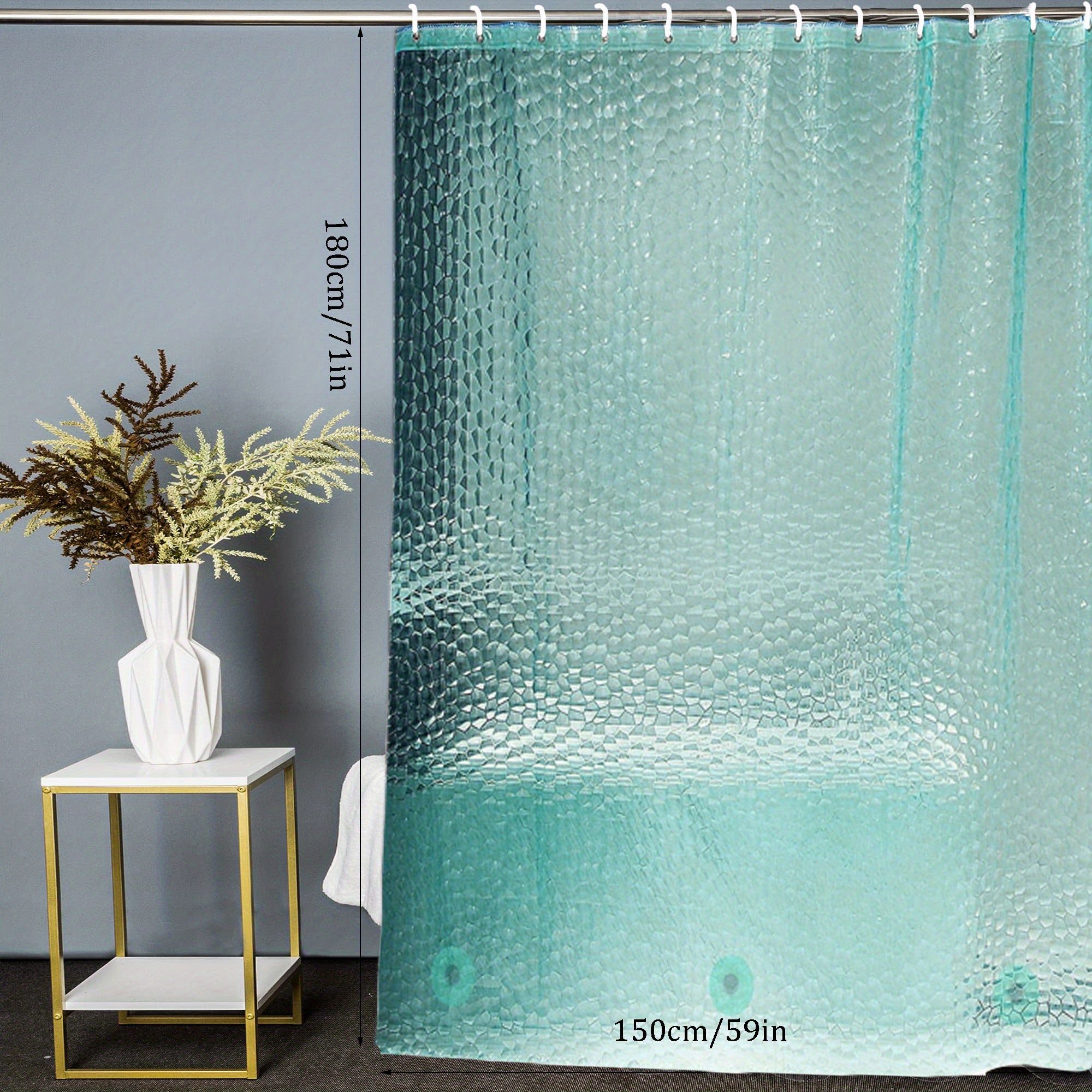 Blue Waterproof 3D Pebble Pattern Shower Curtain 72x72 Inches for Bathroom