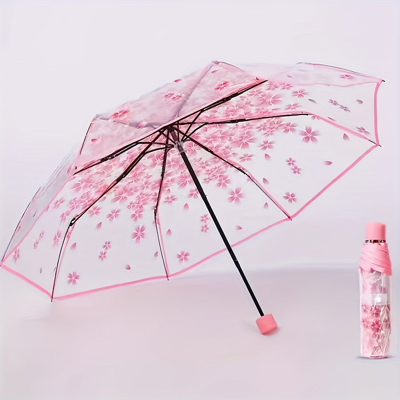Foldable Clear Outdoor Umbrella Sun Rainproof Manual 8 Ribs