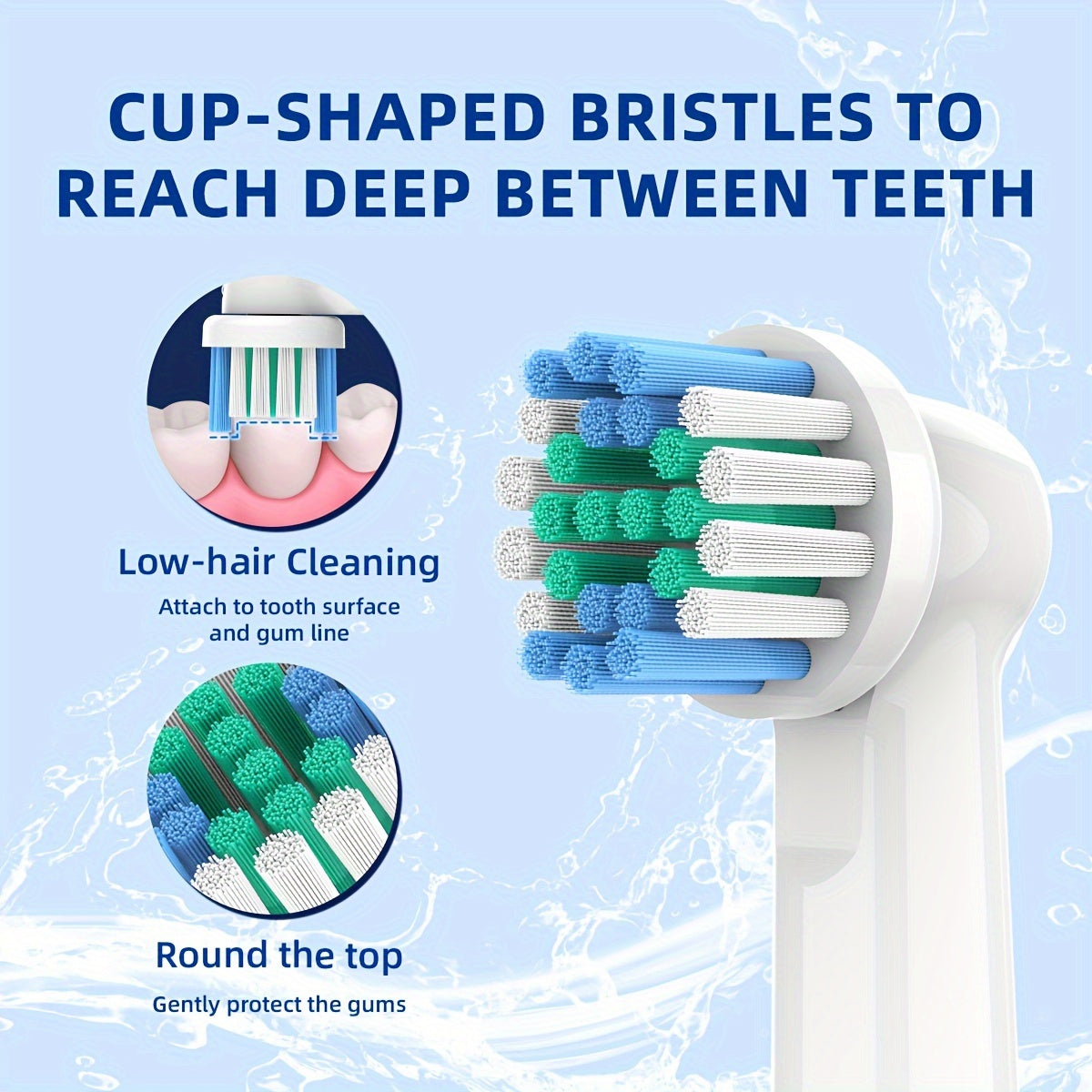 Elektrik tish tozalash uchun kattalar uchun almashtirish cho'tka boshliqlari, aylanma vibratsiya, 8-20 ta paket