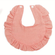 Set of 4 Soft Cotton Baby Bibs with Wrinkled Gauze Texture and Water Absorption