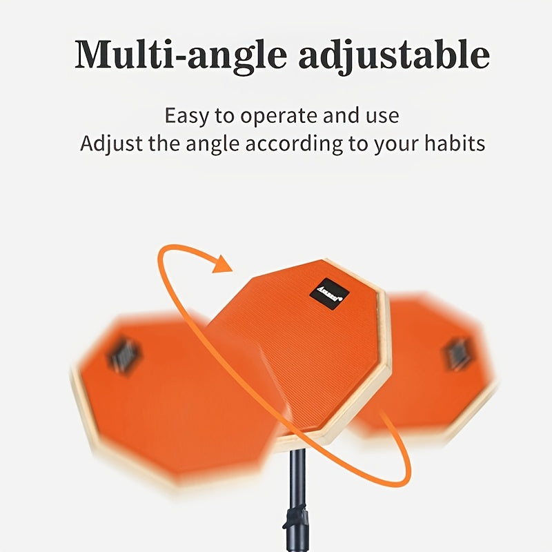 8 Inch Rubber Wooden Drum Practice Set with Durable Bracket